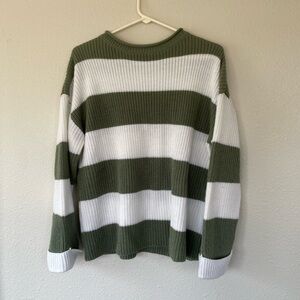 Green and White Striped Sweater - Women’s